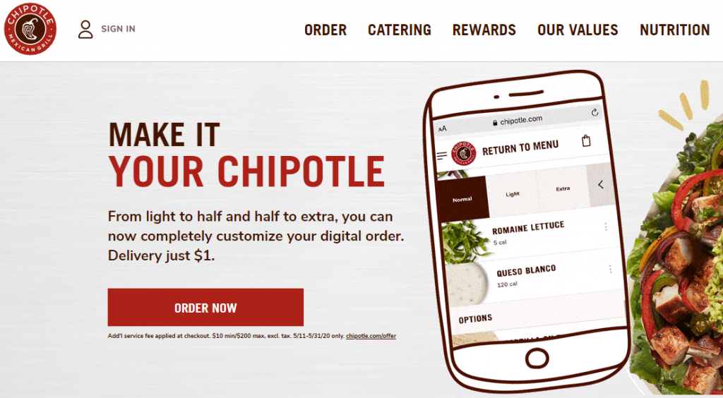 chipotle delivery status looking for a driver