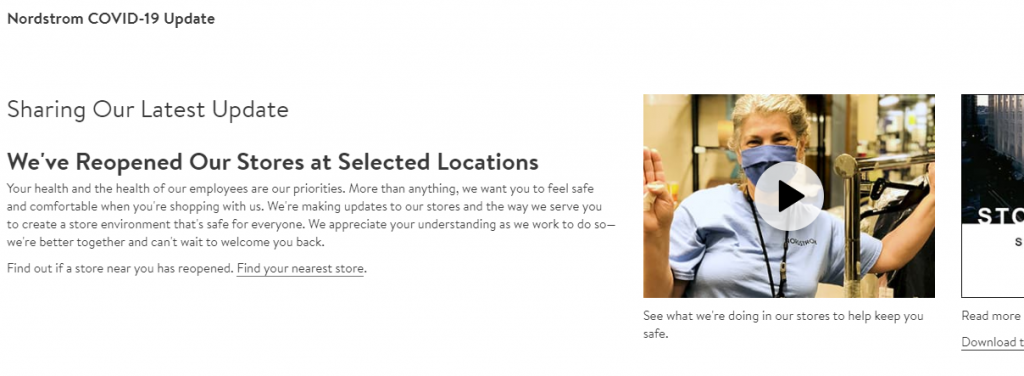 Nordstrom Covid messaging