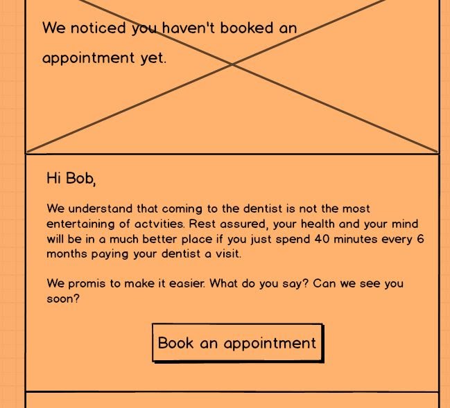 Come back email wireframe for dentist