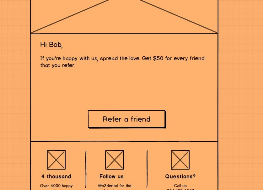Refer a friend email wireframe