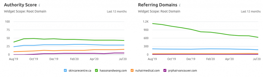 The Skin Care Centre backlink GAP analysis